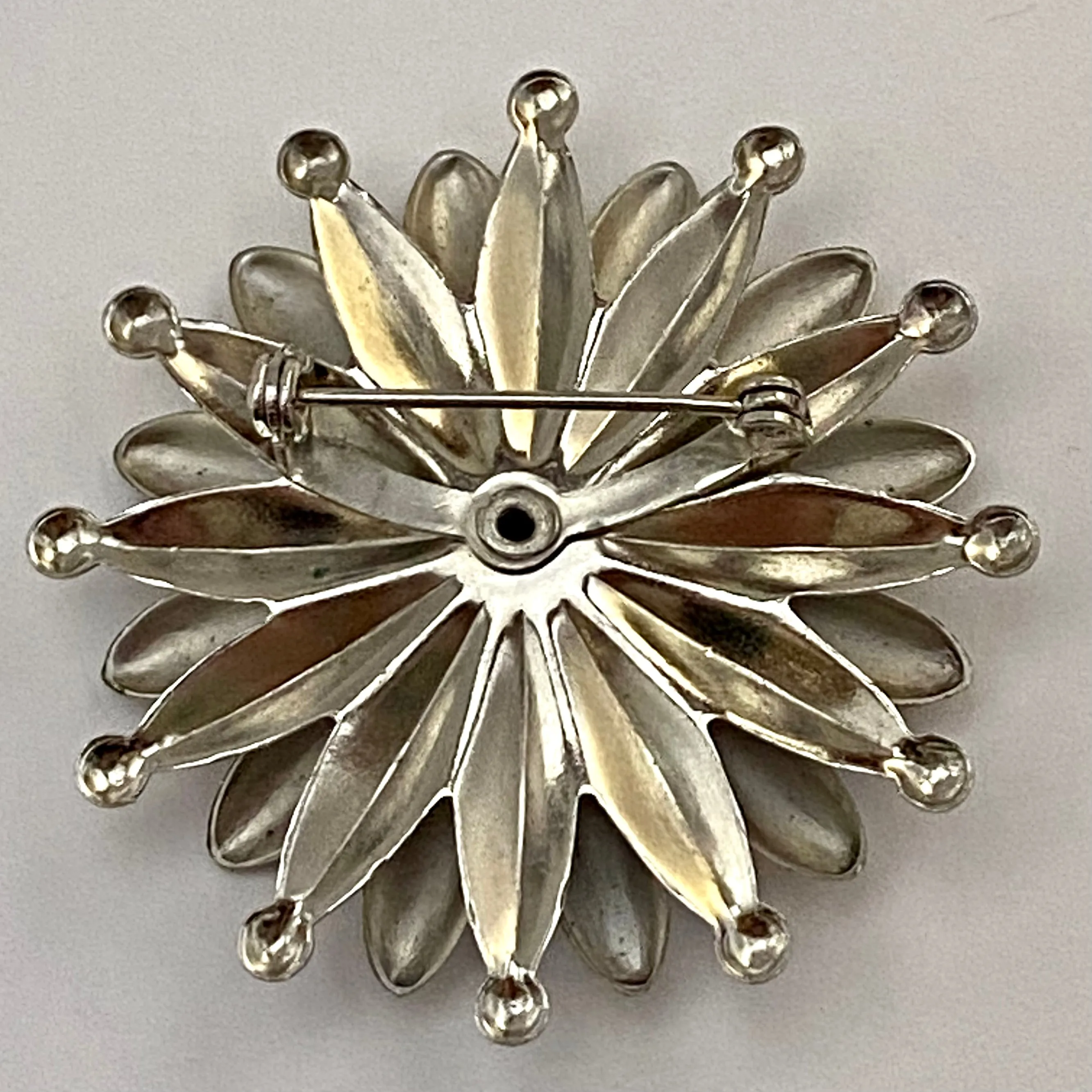 1960s Silver-Tone Flower Brooch