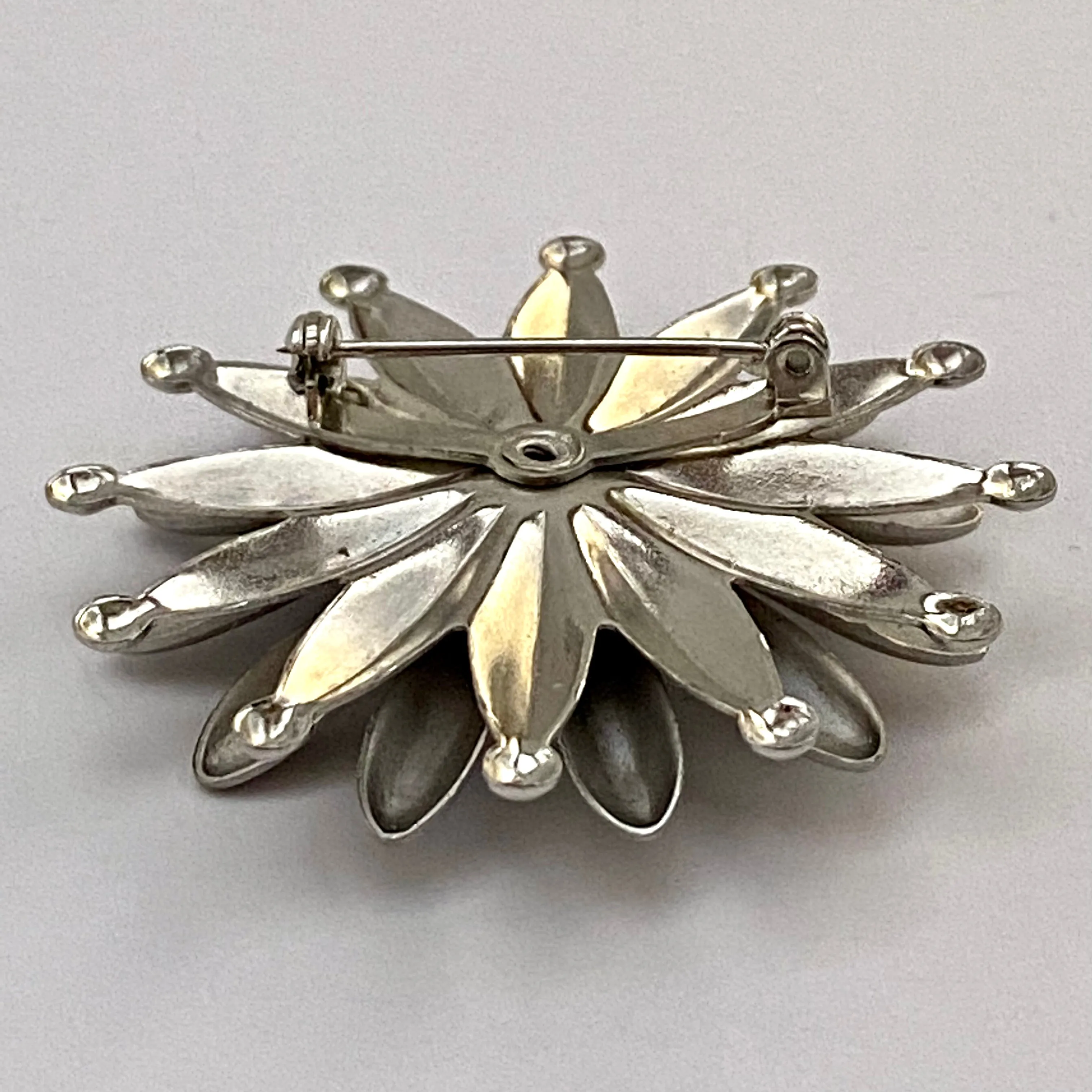 1960s Silver-Tone Flower Brooch