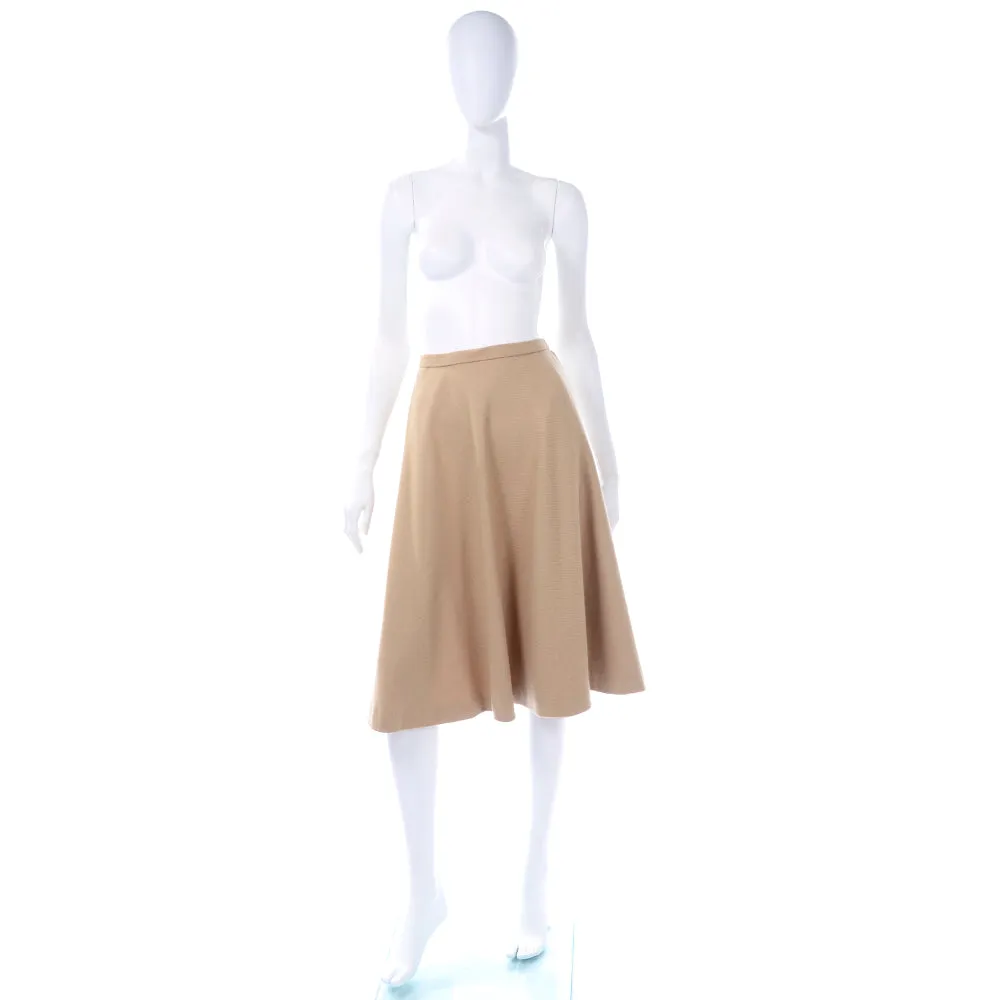 1970s Valentino Vintage Camel Wool Circle Skirt Size 6