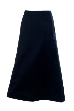 1990s Valentino Boutique Evening Black Silk Satin Midi Skirt