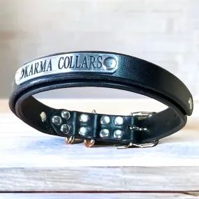 1" WIDE DOG COLLAR/ DOUBLE LAYER LEATHER/ NAMEPLATE