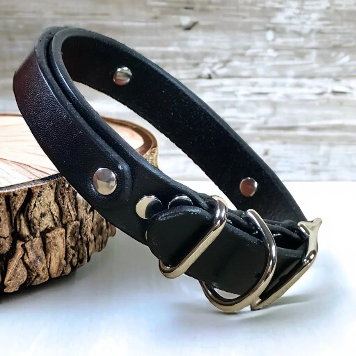 1" WIDE DOG COLLAR/ DOUBLE LAYER LEATHER/ NAMEPLATE