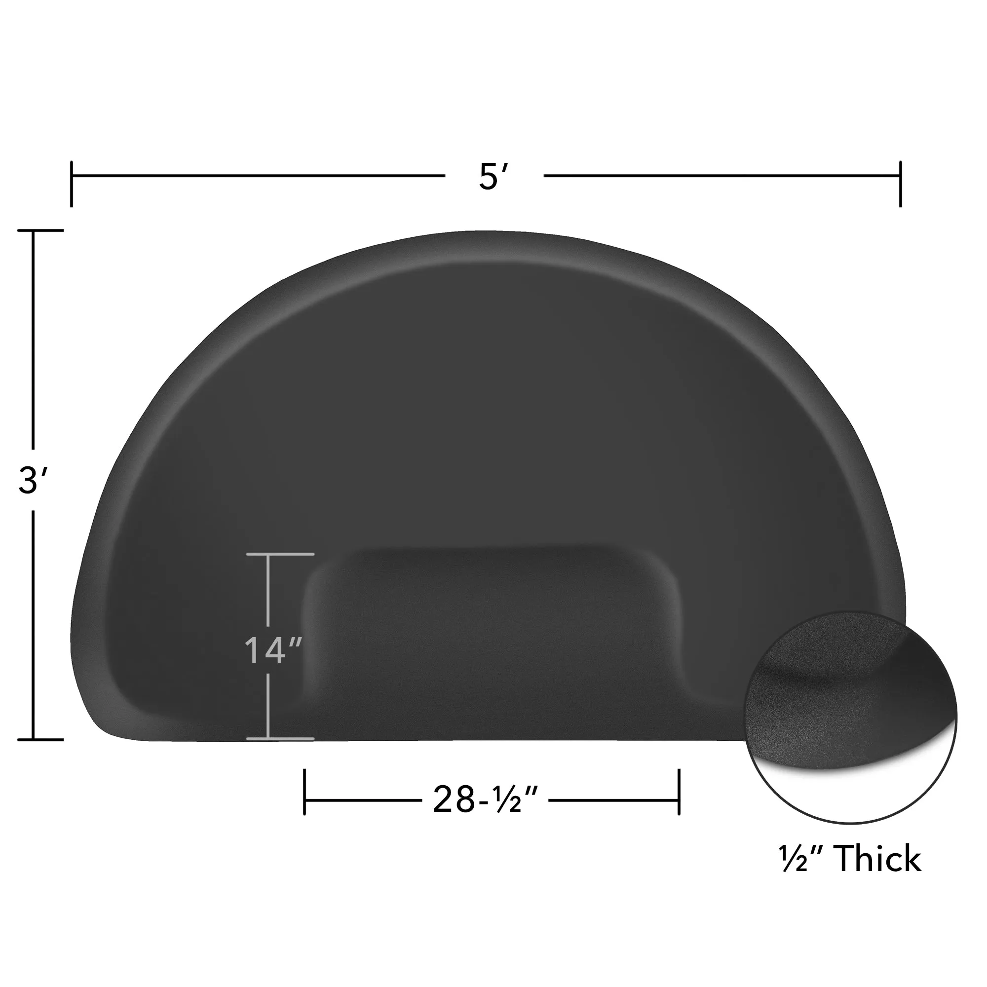 3 x 5' Salon & Barber Anti-Fatigue Floor Mat 1/2" Semi-Circle