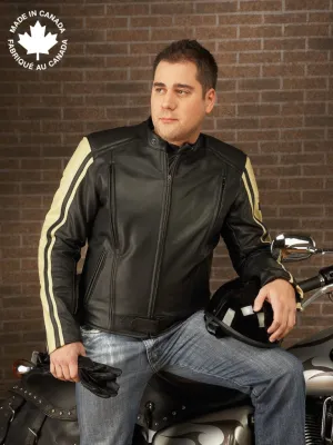 #3396 Men's Leather Motorcycle Jacket w/Sleeve Trim