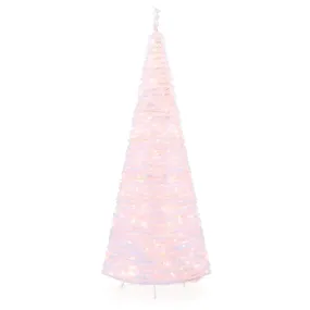 7.5ft Pre-Lit Pop-Up Artificial Christmas Tree w/ 450 Lights, Stand