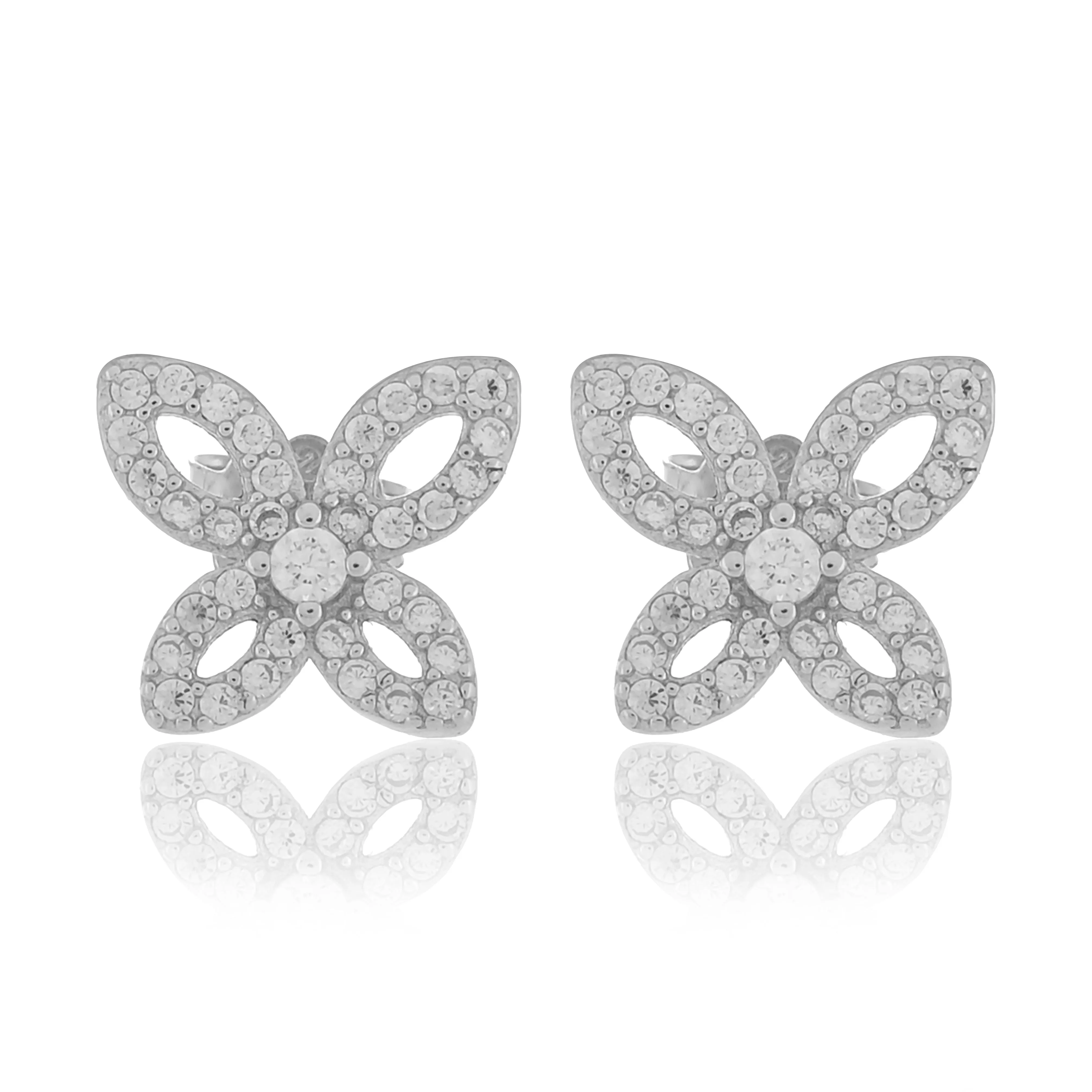 925 Sterling silver white gold  Butterfly  Silver earrings  for womens and girls I With certificate of Authenticity 925 stamp