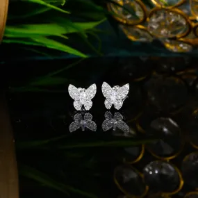 925 Sterling silver white gold Charming butterfly Silver earrings for womens and girls I With certificate of Authenticity 925 stamp