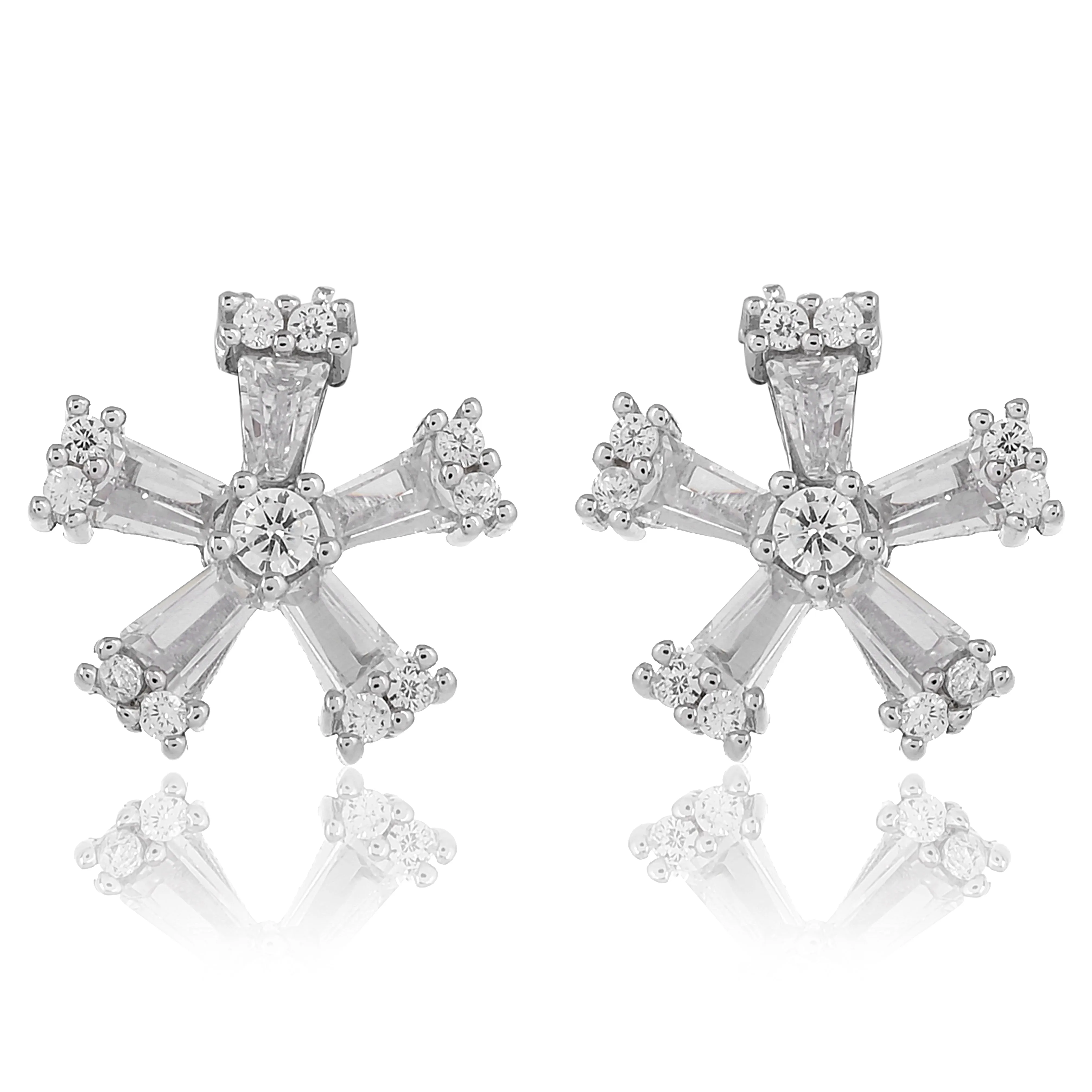 925 Sterling silver white gold  Crystal Silver earrings  for womens and girls I With certificate of Authenticity 925 stamp