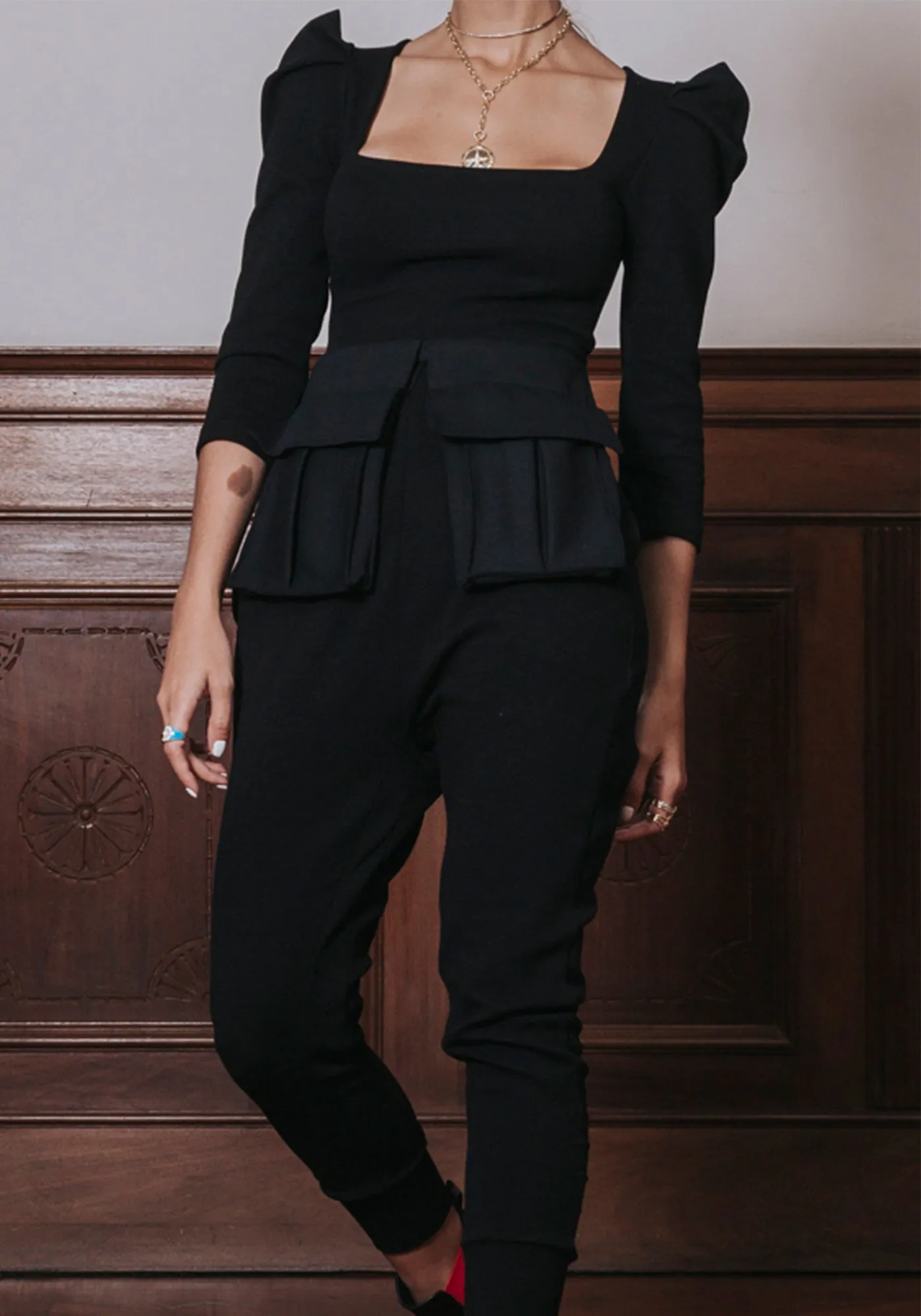 Alanna Jumpsuit Long Sleeves Black