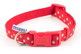 Ancol Patterned Vintage Polka Dog Collar Red