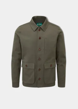 Ashbourne Cotton Stretch Shacket In Olive