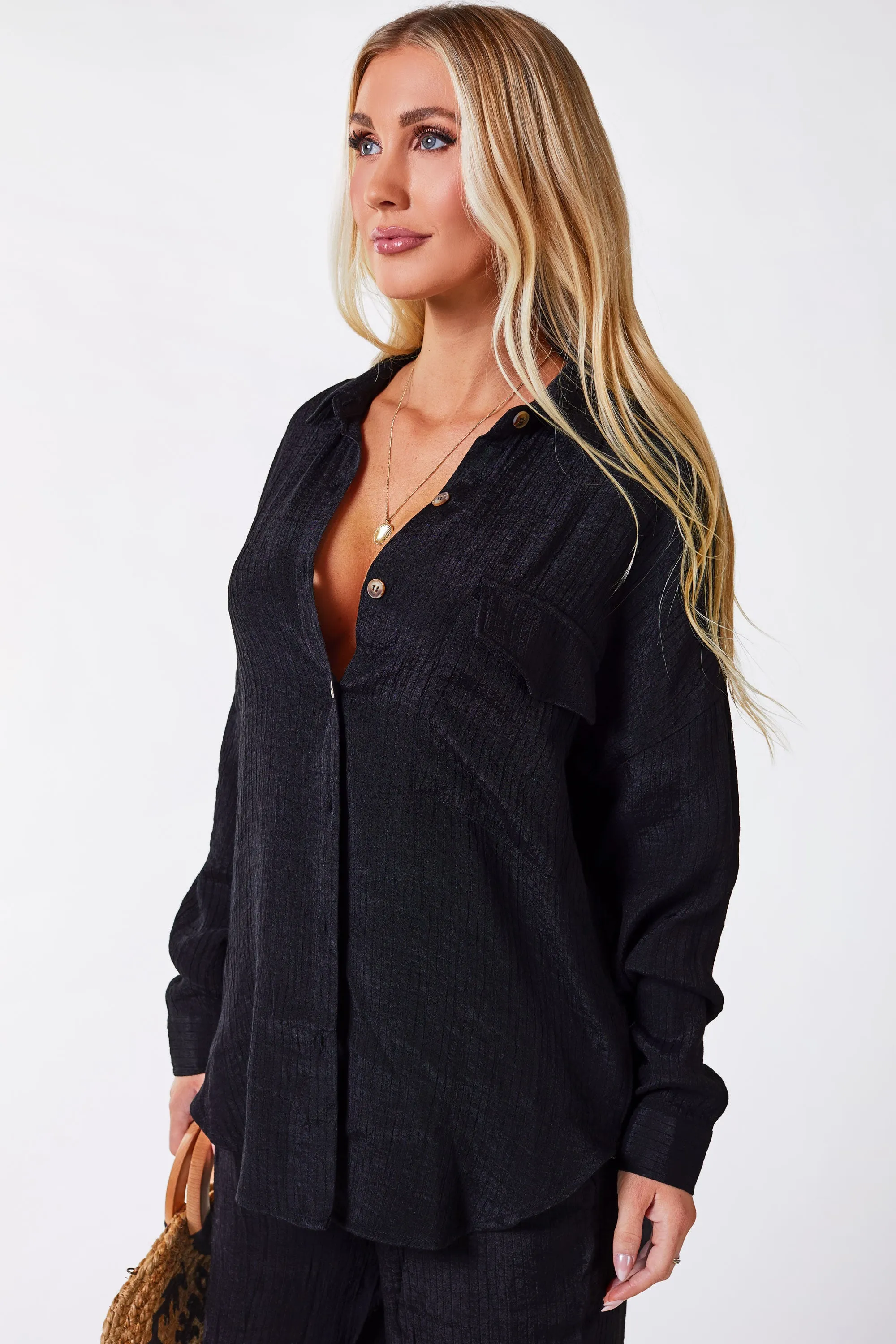 Augusta Button Down Black Top