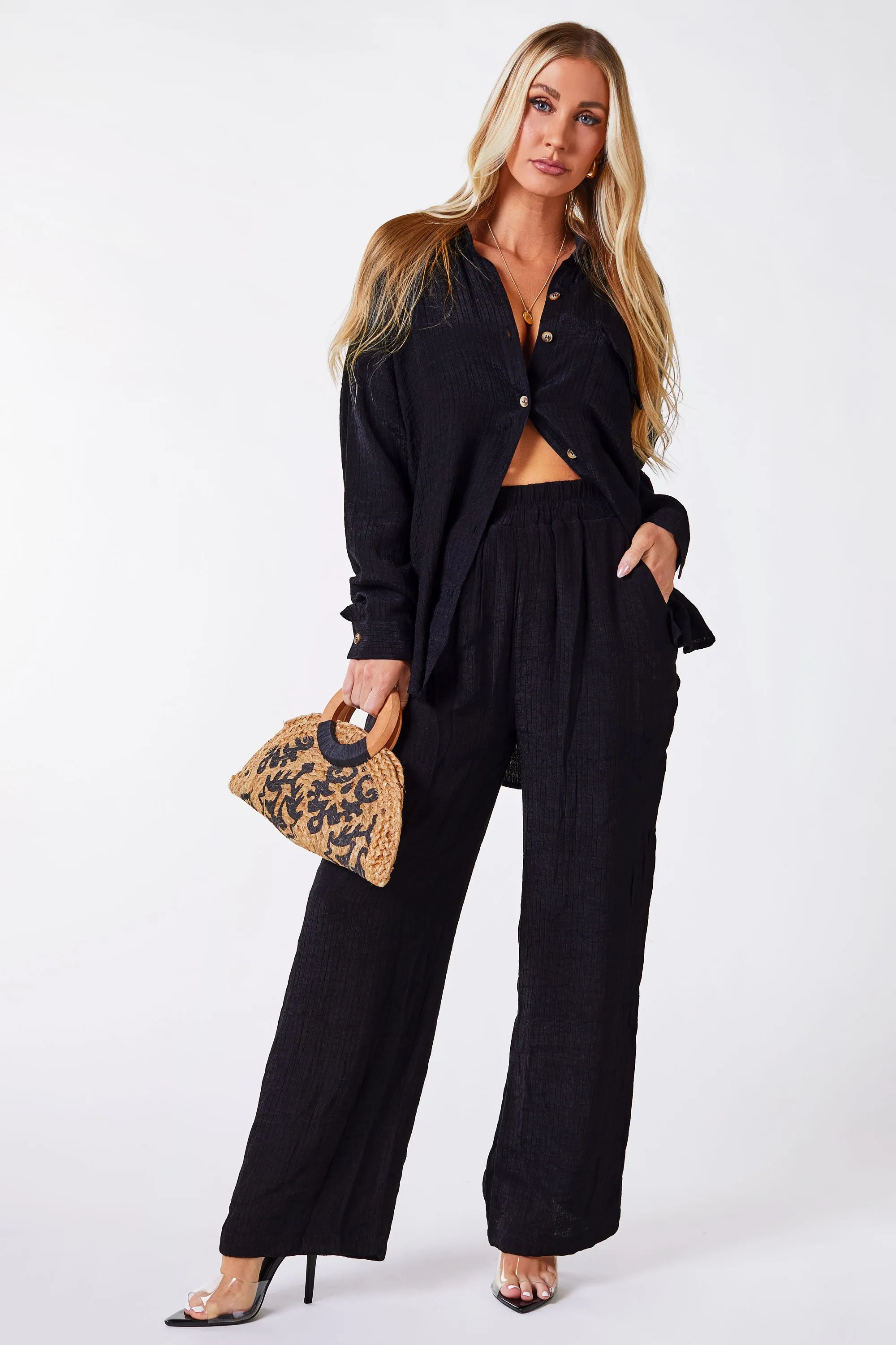 Augusta Button Down Black Top