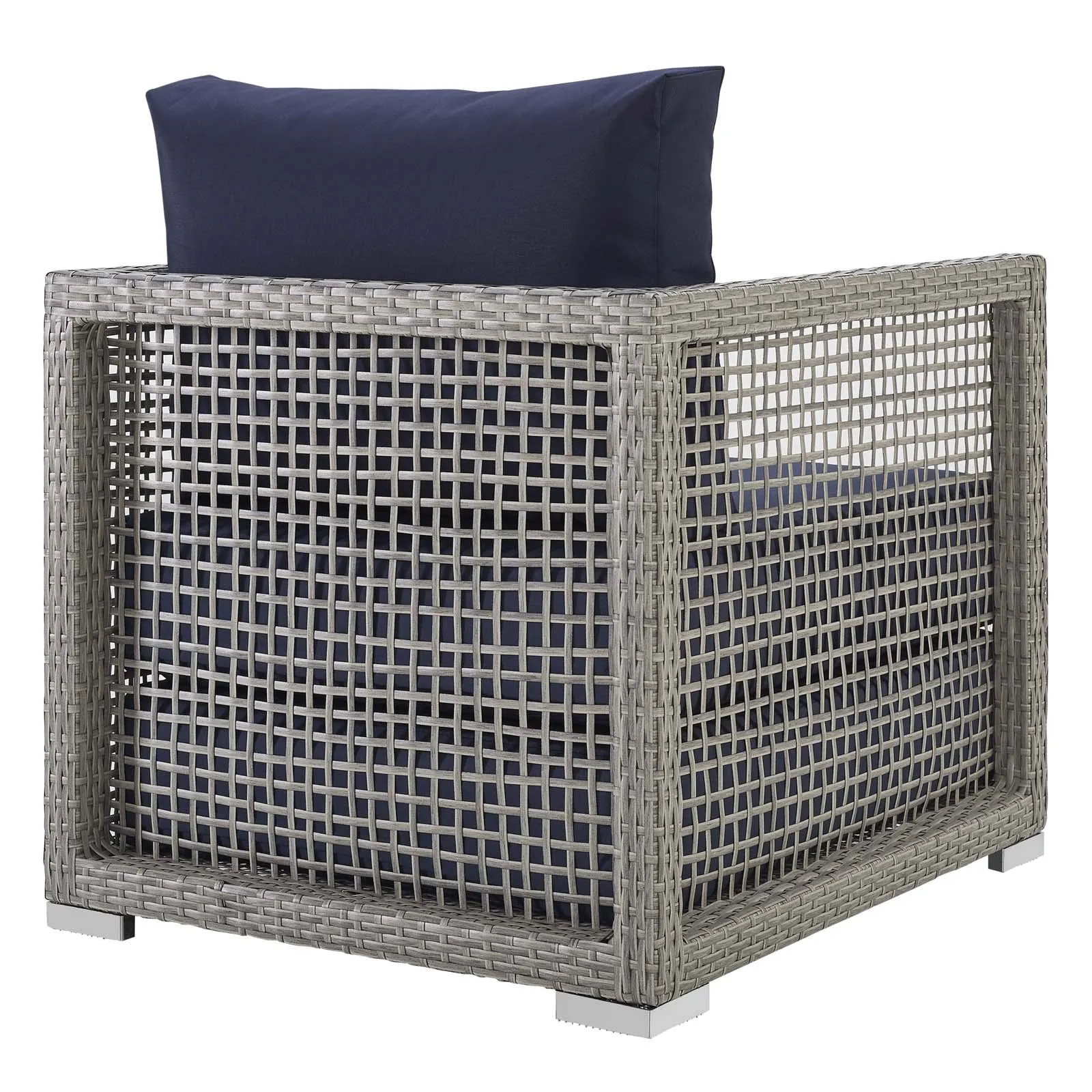 Aura 3 Piece Outdoor Patio Wicker Rattan Set Gray Navy EEI-3595-GRY-NAV-SET