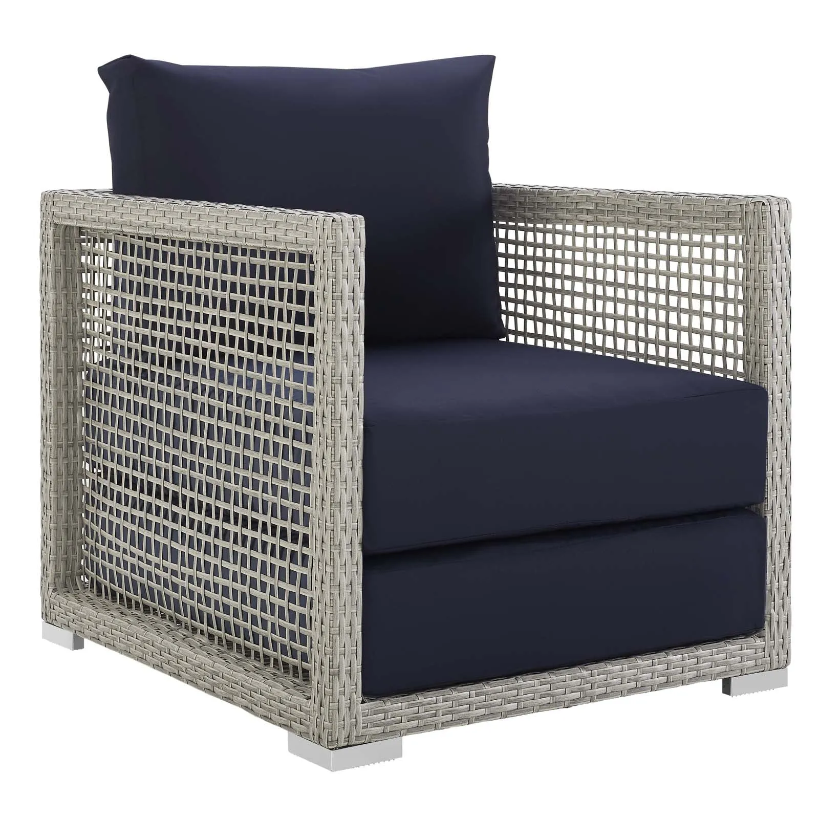 Aura 3 Piece Outdoor Patio Wicker Rattan Set Gray Navy EEI-3595-GRY-NAV-SET