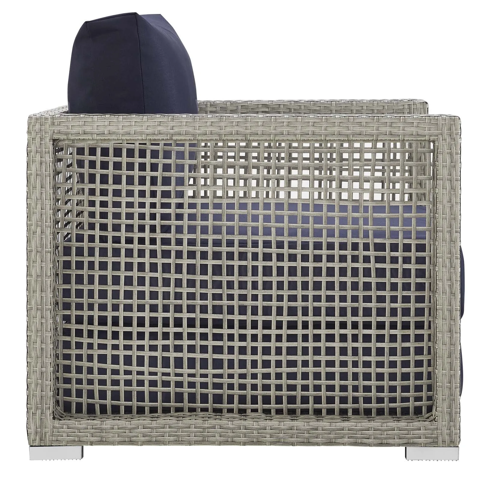 Aura 3 Piece Outdoor Patio Wicker Rattan Set Gray Navy EEI-3595-GRY-NAV-SET