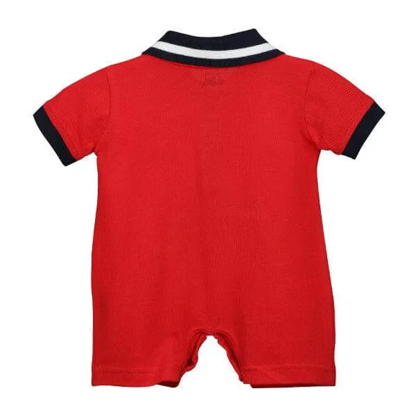 BABY BOYS RED SHORT SLEEVE ROMPER