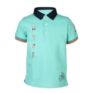 BABY BOYS SHORT SLEEVE EMBROIDERED POLO - AQUA