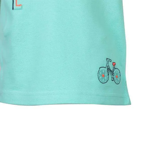 BABY BOYS SHORT SLEEVE EMBROIDERED POLO - AQUA