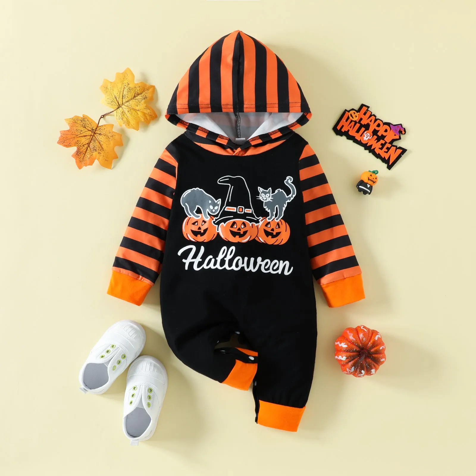 Baby Outfit Halloween Pumpkin Jumpsuit Long-sleeve Baby Hoodie