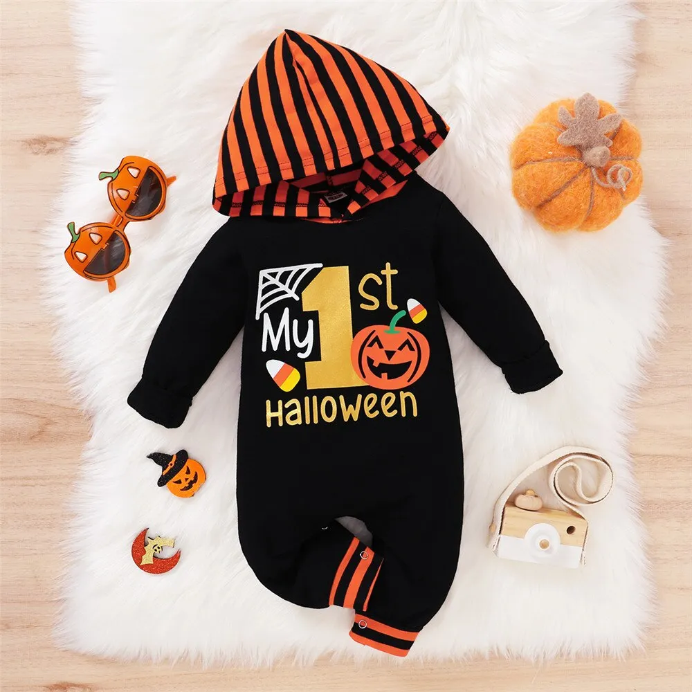 Baby Outfit Halloween Pumpkin Jumpsuit Long-sleeve Baby Hoodie