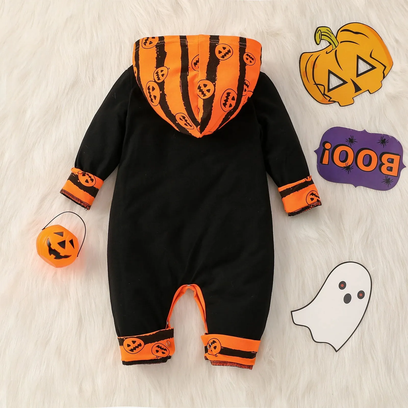 Baby Outfit Halloween Pumpkin Jumpsuit Long-sleeve Baby Hoodie