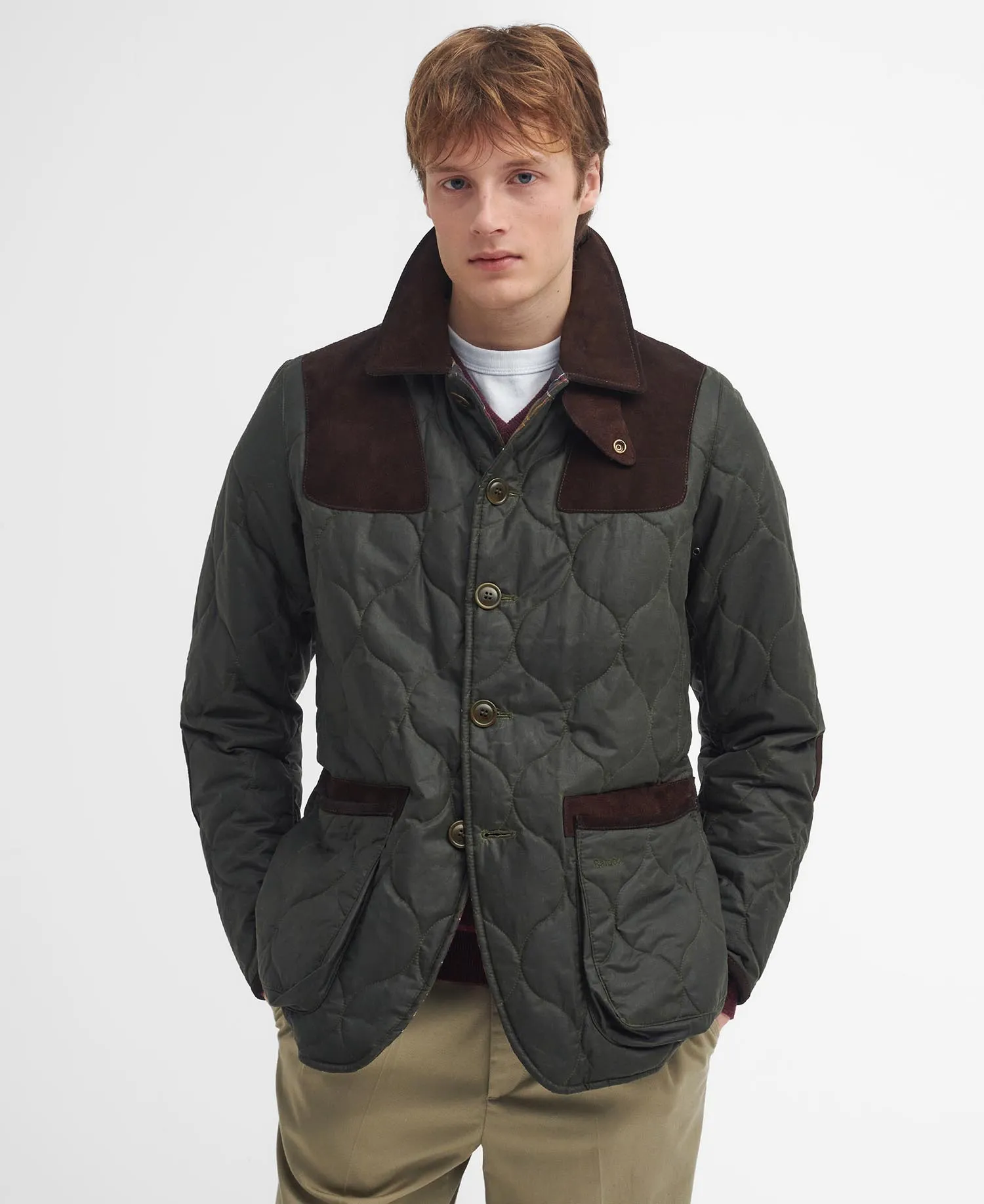 Barbour x TO KI TO Sporting Quilted Wax Jacket - OLIVE