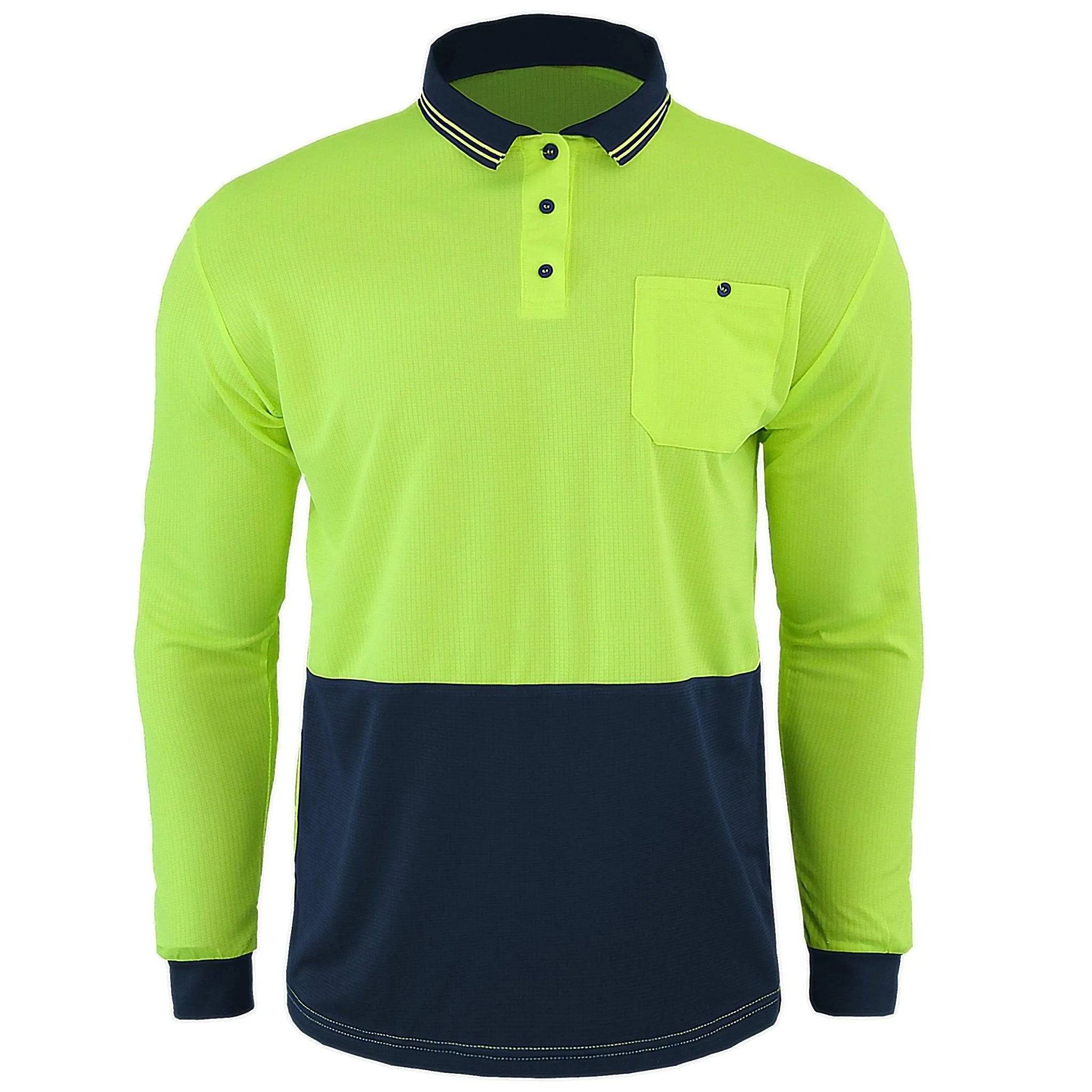 Big Bee Mens Hi Vis Polo Shirts, Long Sleeve