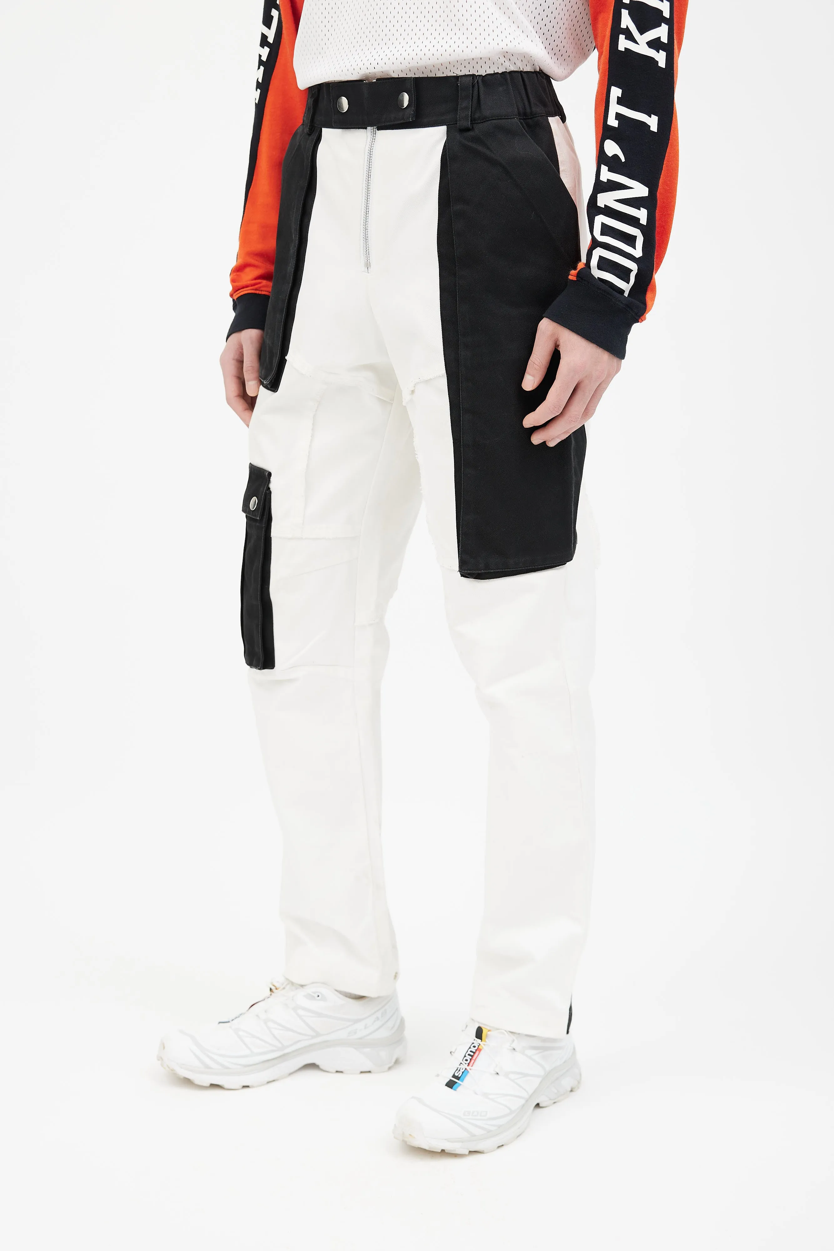 Black & White Paneled Cargo Pant