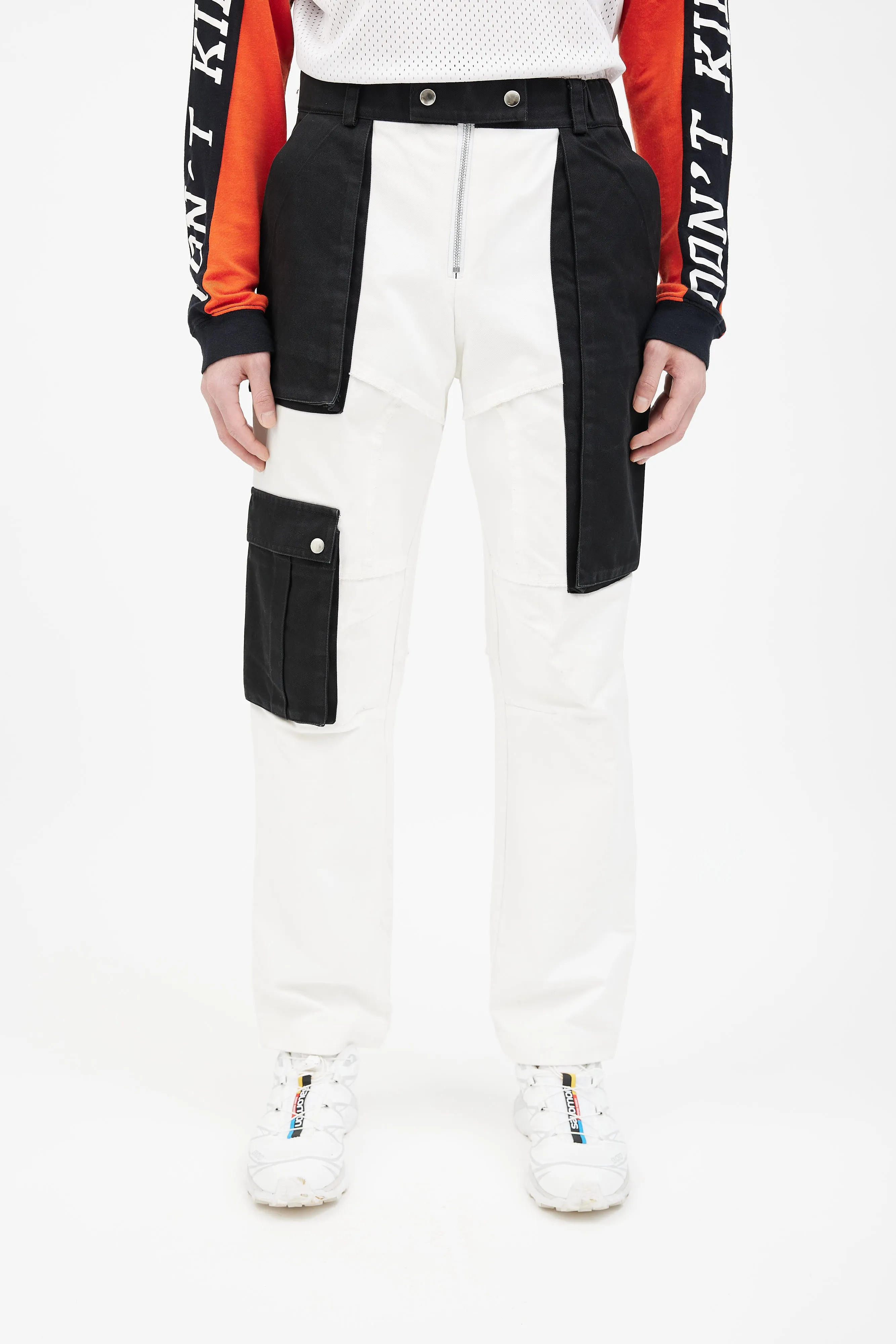 Black & White Paneled Cargo Pant