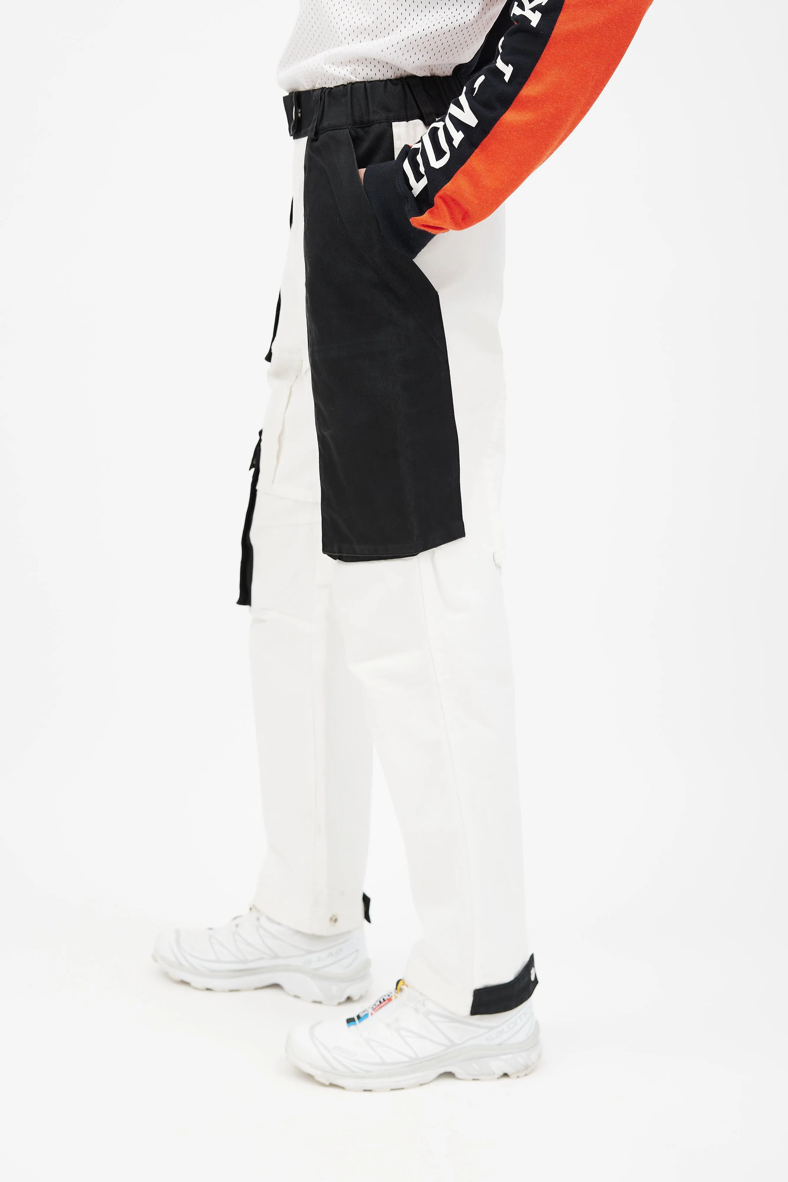 Black & White Paneled Cargo Pant