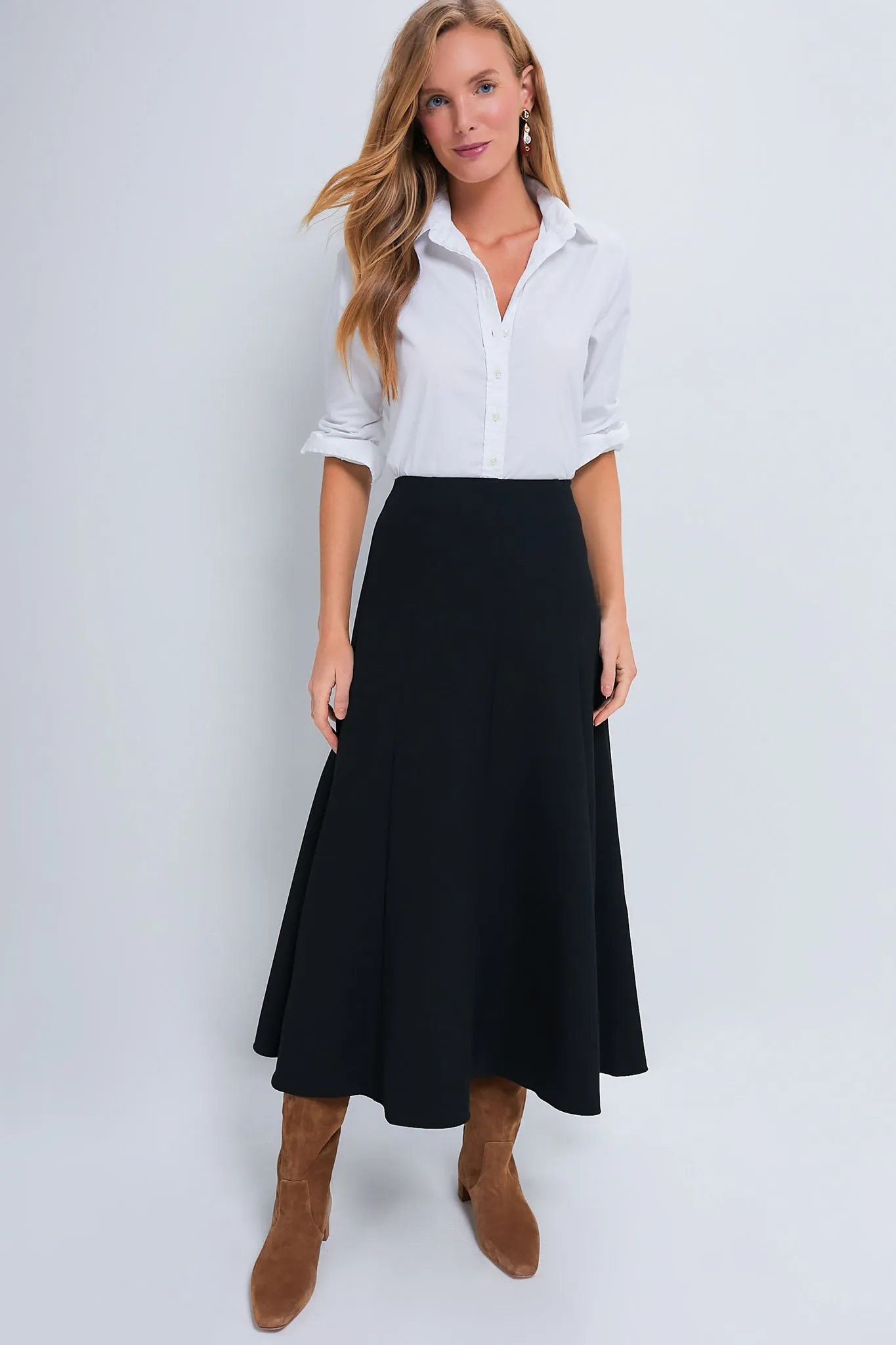 Black Dottie Aline Midi Skirt