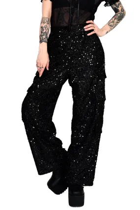 Black Ice Sequin Cargo Pants - No Restock! XS left!