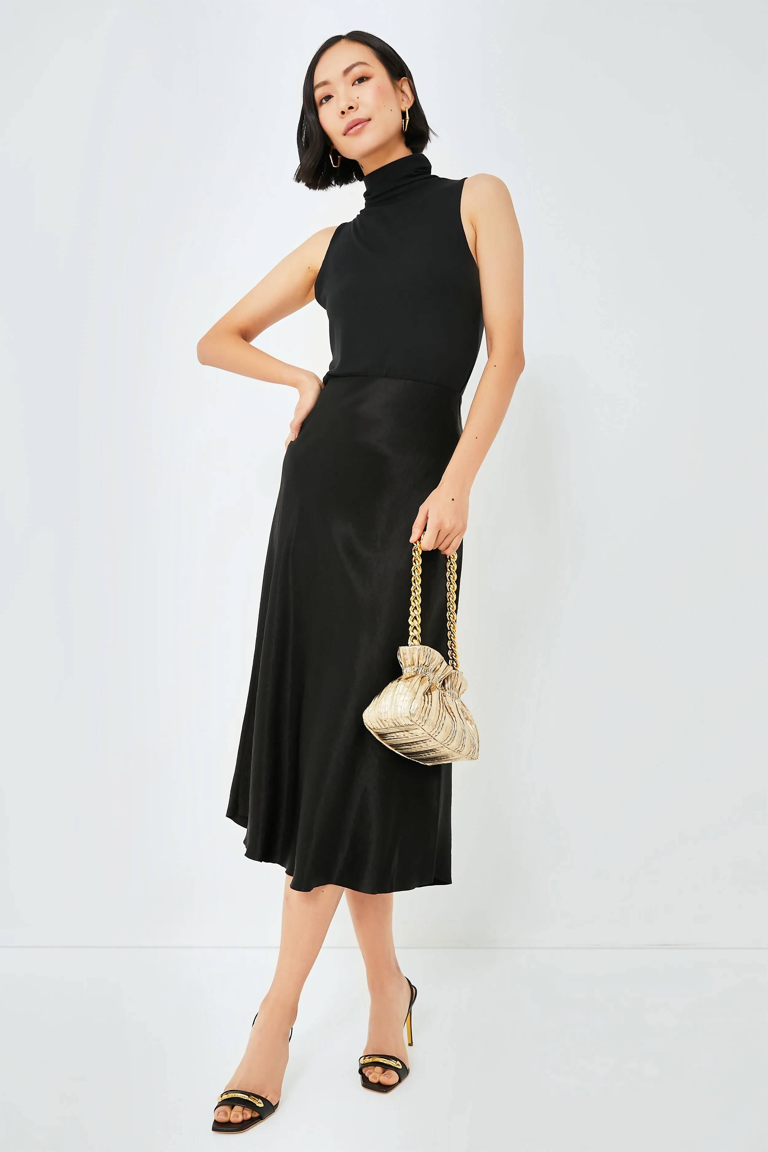 Black Shaped Hem Bias Slip Skirt