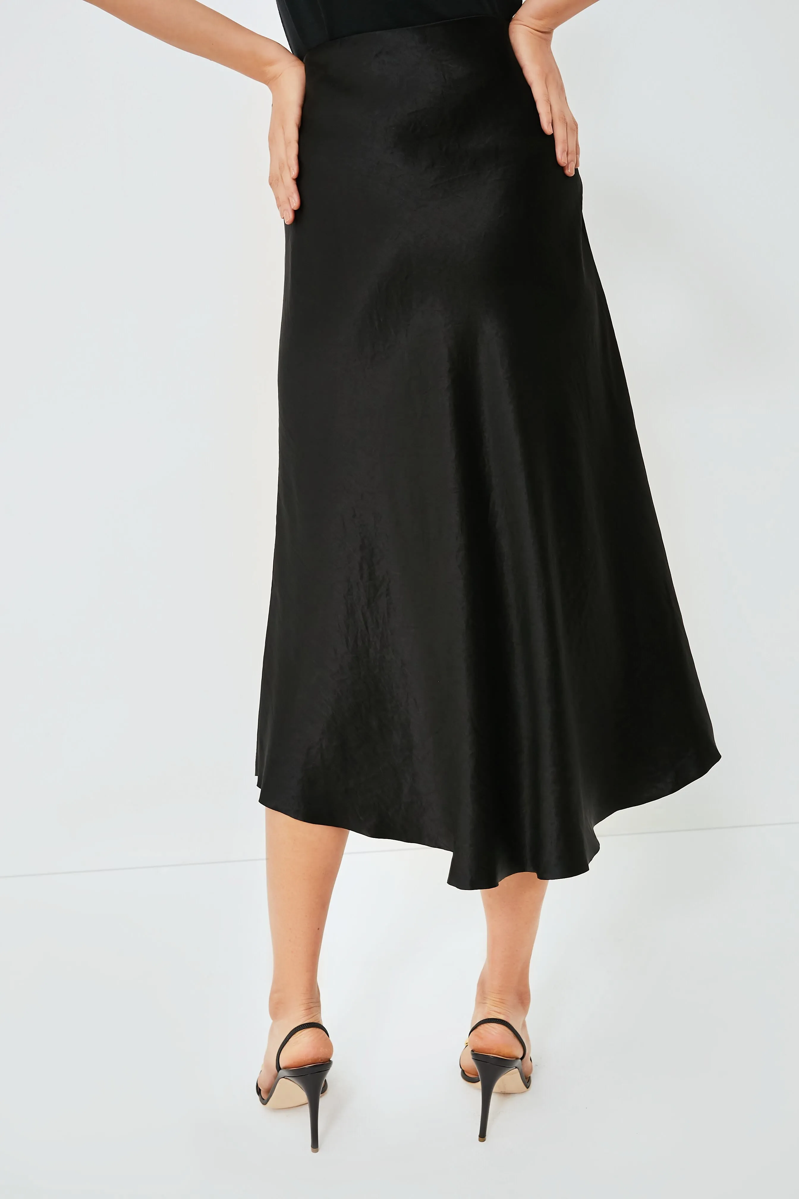 Black Shaped Hem Bias Slip Skirt