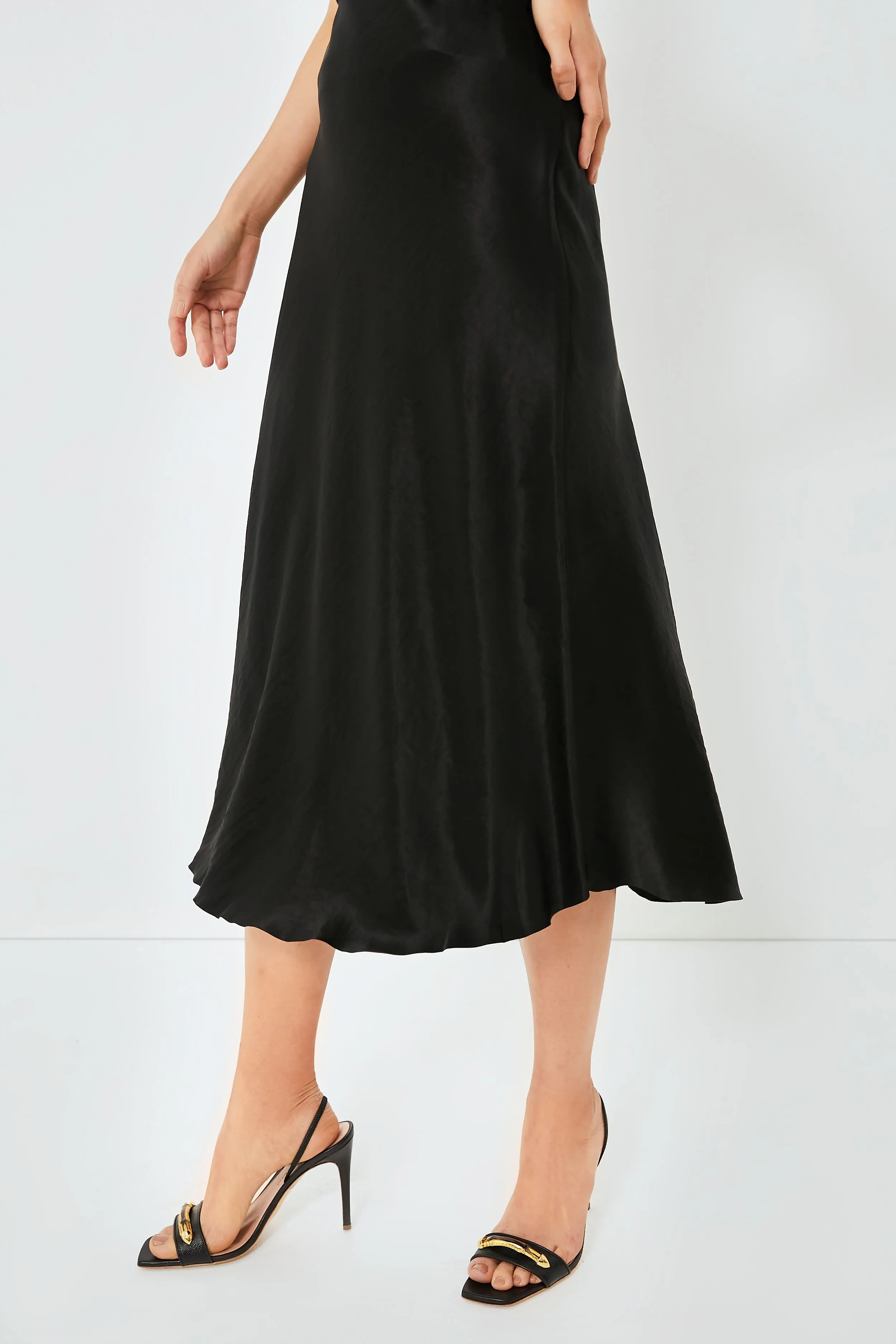 Black Shaped Hem Bias Slip Skirt