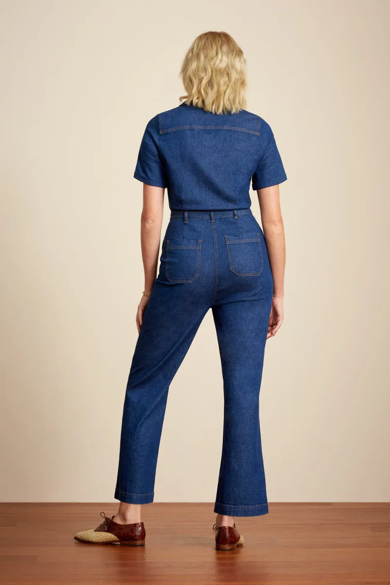 Blauwe denim jumpsuit | King Louie Gracie jumpsuit chambray denim blue