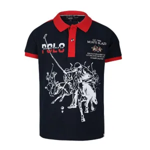 BLUE AND RED SHORT SLEEVE POLO T-SHIRT FOR BOYS