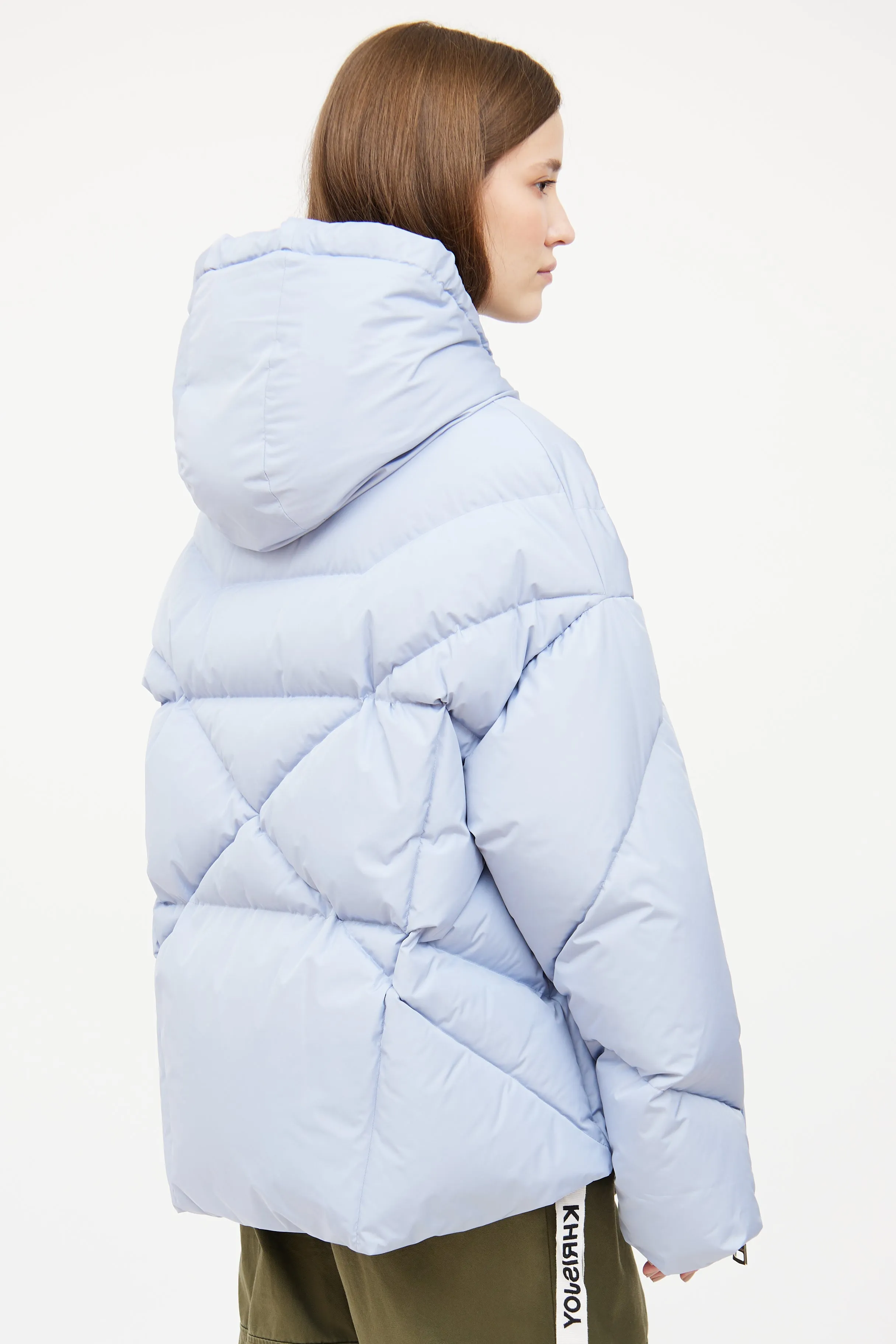 Blue Quilted Down Coat