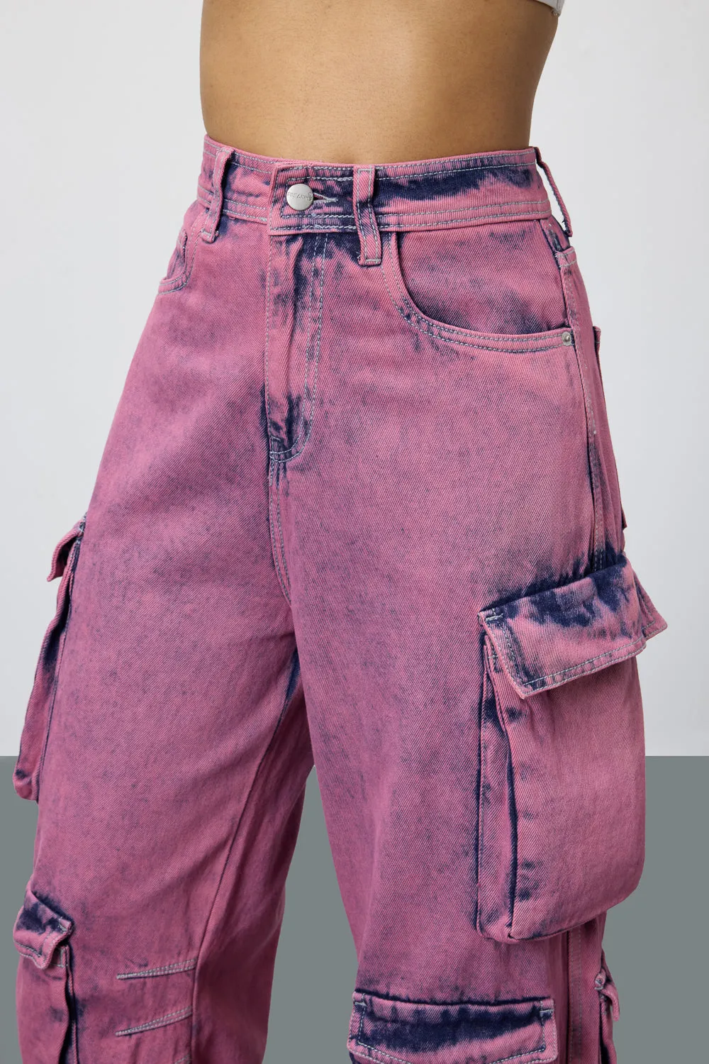 Blush Denim Utility Cargo Jeans