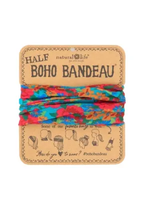 Boho Bandeau Half Brown Red Blue Floral