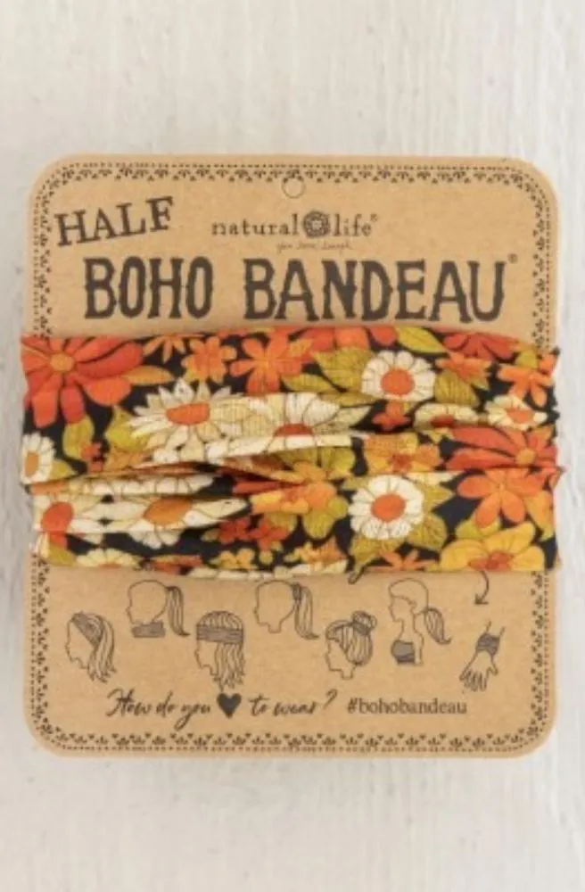 Boho Bandeau Half Ditsy Garden Black