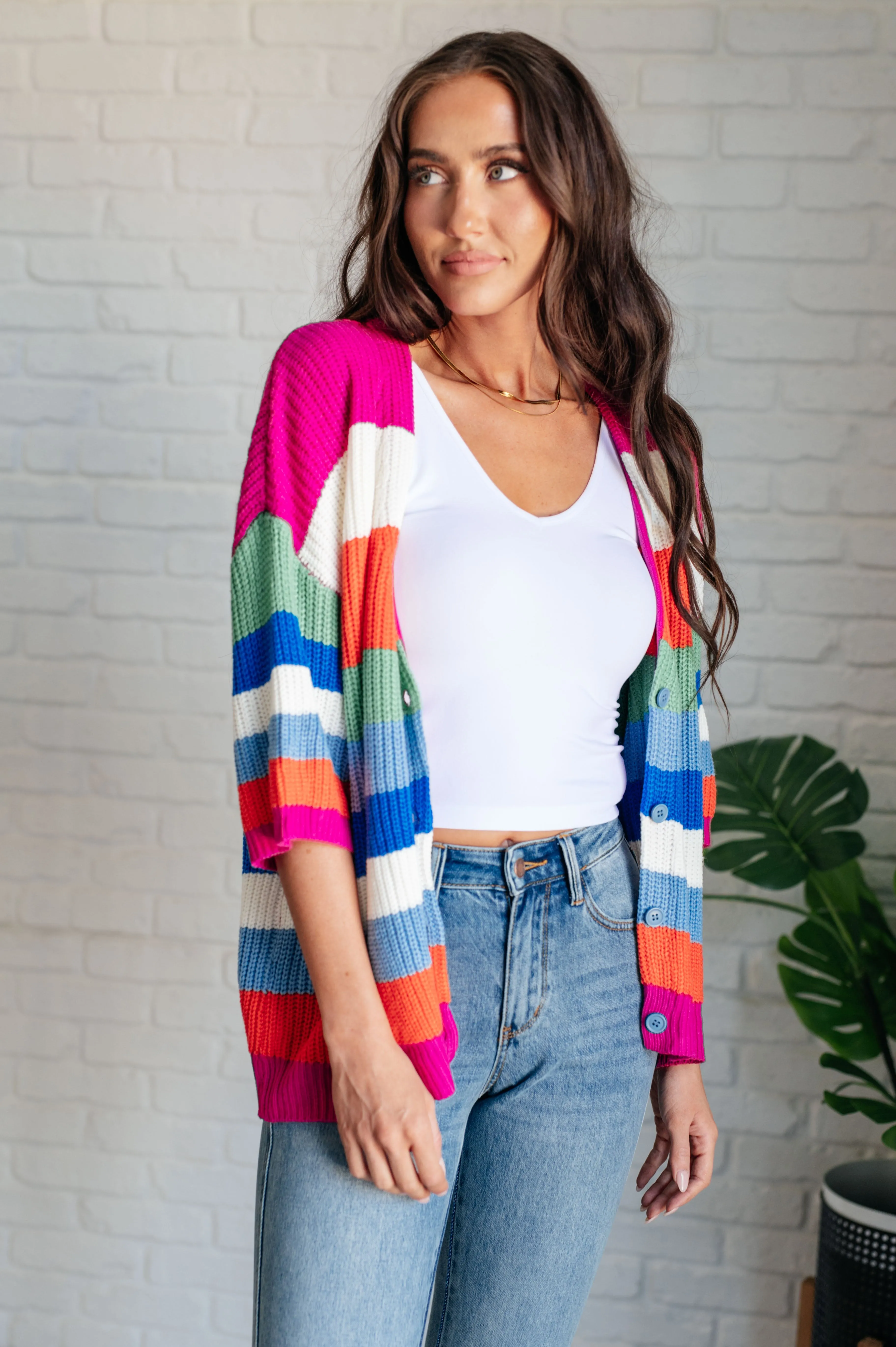 Bold Flirt Striped Button Down Cardigan