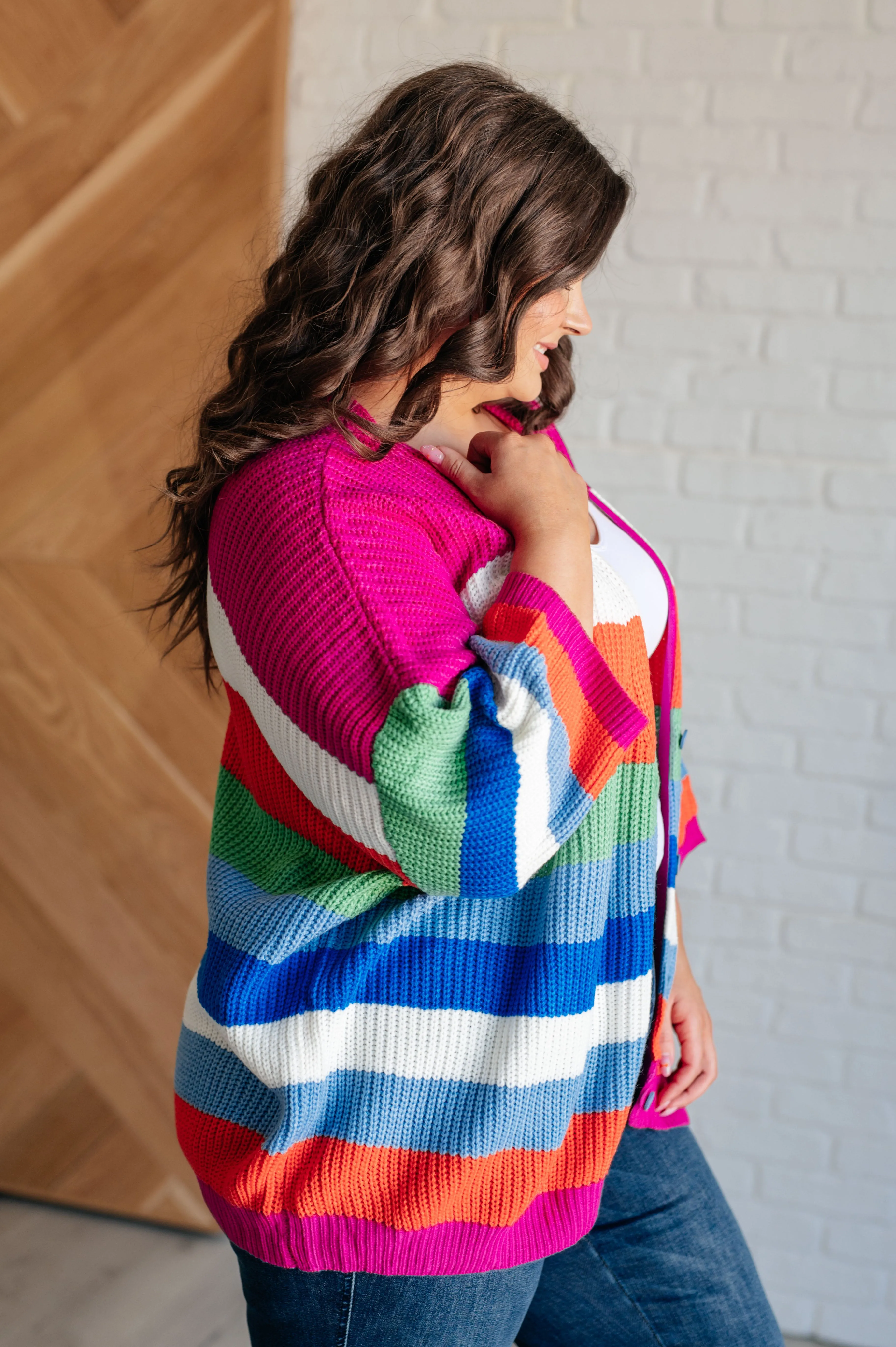 Bold Flirt Striped Button Down Cardigan