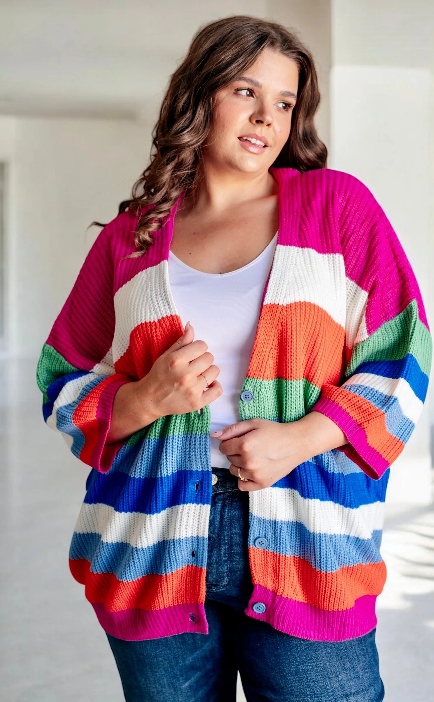 Bold Flirt Striped Button Down Cardigan