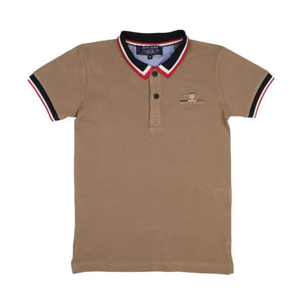 BOYS BROWN SHORT SLEEVE POLO T-SHIRT