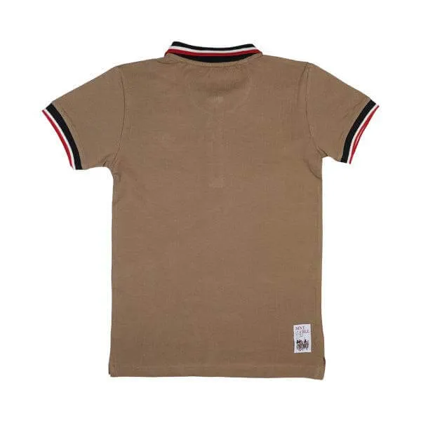 BOYS BROWN SHORT SLEEVE POLO T-SHIRT