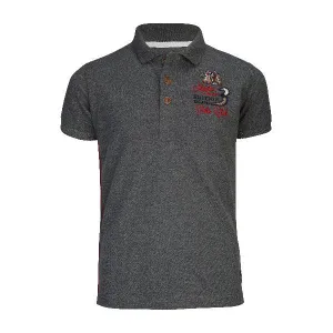 BOYS GREY CUSTOM LOGO PRINT POLO