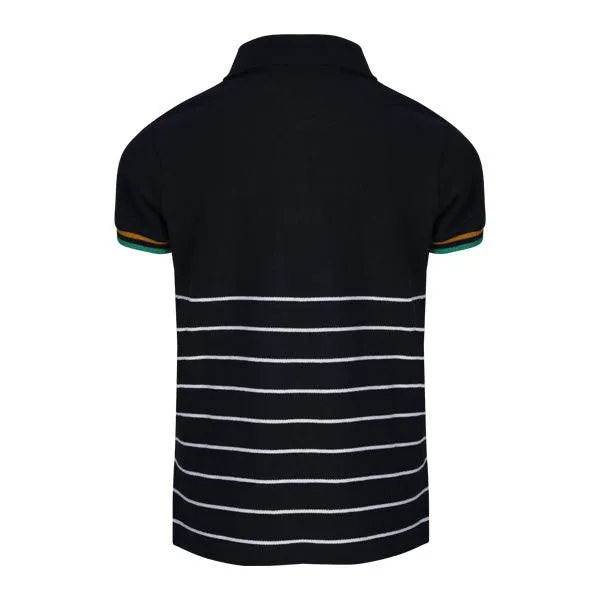 BOYS NAVY STRIPE SHORT SLEEVE POLO TEE