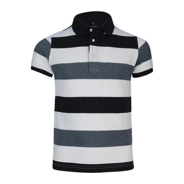 BOYS STRIPES NAVY SHORT SLEEVE T-SHRIT